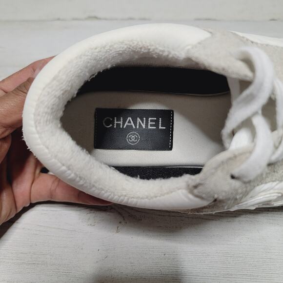CHANEL White and Gray Sneakers - Picture 9 of 13